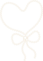 Coquette heart bow line pearl bead chain necklace decorative illustration