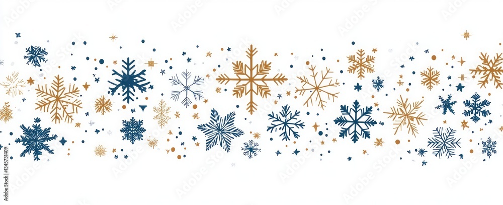 Poster a snowflake pattern with blue and gold snowflakes. a simple vector illustration of snowflakes and st