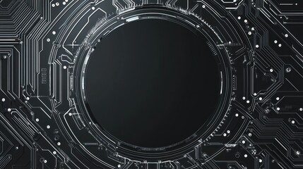 Obraz premium Abstract circuit board with empty circle; futuristic technology background; potential for display or product promotion