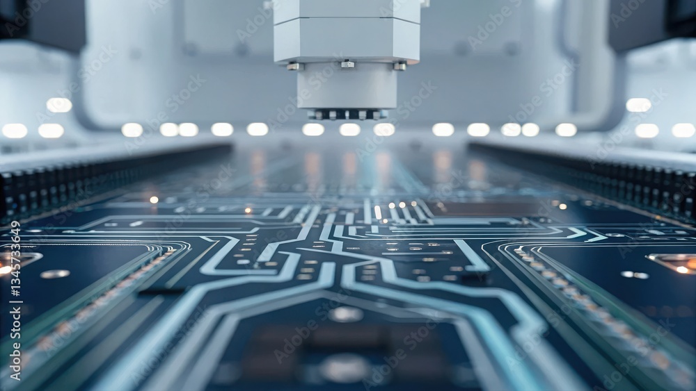 Poster advanced machine operating to cut a piece in a high-tech ai powered automation platform environment