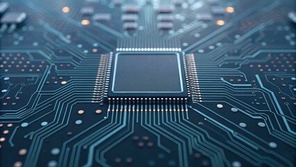 Circuit board featuring a micro processor highlighting focused details in a high-tech ai automation platform