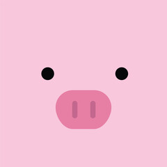 Cute abstract face of pig. Hand drawn vector art. 