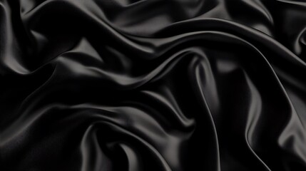 Obraz premium Elegant Draped Black Silk Fabric Texture