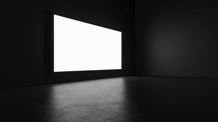 Illuminated Minimalist Room: A Glowing White Rectangle in a Dark Interior Space
