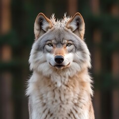 Fototapeta premium Majestic Wolf Portrait for Forest Background.