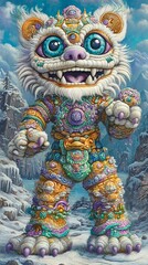Fototapeta premium Majestic Yeti Guardian in Snowy Mountains.