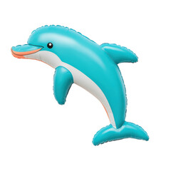 Obraz premium A vibrant inflatable dolphin, perfect for summer fun and aquatic adventures. Bright colors promise joy and playfulness.