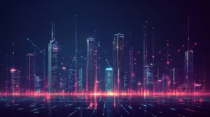 Fototapeta premium Futuristic city skyline digital art (2)