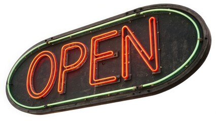 Transparent Retro Neon 'OPEN' Sign for Creative Cafe & Bar Designs

