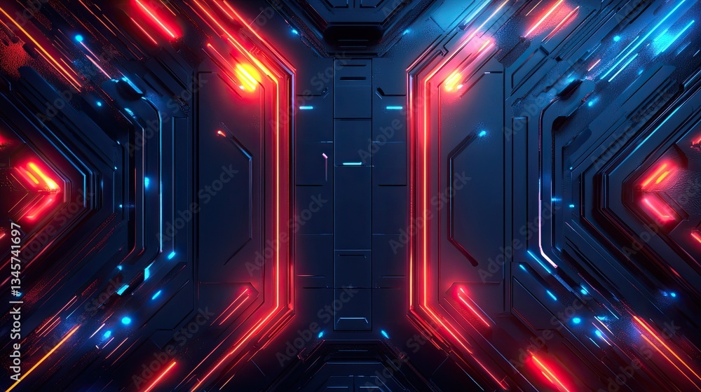 Poster a captivating abstract tech background with neon lines emitting a vibrant glow, creating a futuristi