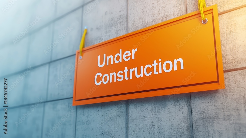 Poster construction progress update engineers at work on under construction site urban environment informat