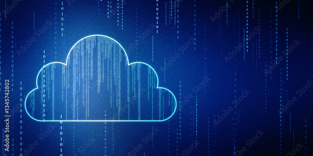 Poster 2d illustration of cloud computing, cloud computing concept, cloud computing concept. abstract cloud