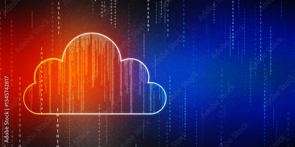 Poster 2d illustration of cloud computing, cloud computing concept, cloud computing concept. abstract cloud