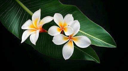 Fototapeta premium Plumeria Flowers On Dark Background