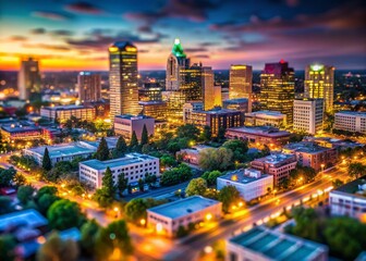 Fototapeta premium Sacramento Skyline Night - Miniature Tilt-Shift Cityscape