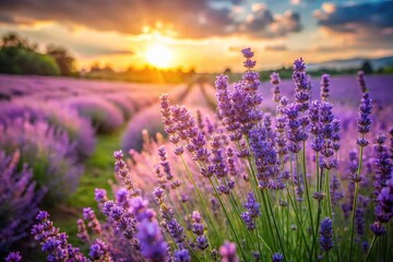 Fototapeta premium Serene Lavender Fields: A Candid Shot of Blooming Lavender