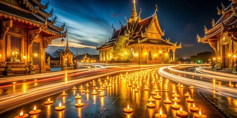 Obraz premium Serene Long Exposure: Spiritual Light Trails at Sacred Site