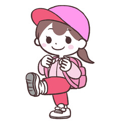 リュックを背負った女の子のイラスト