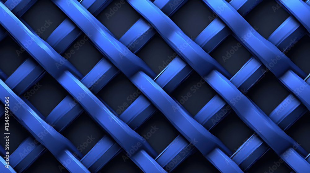 Poster abstract background of sleek blue geometric pattern with modern woven design, creating depth