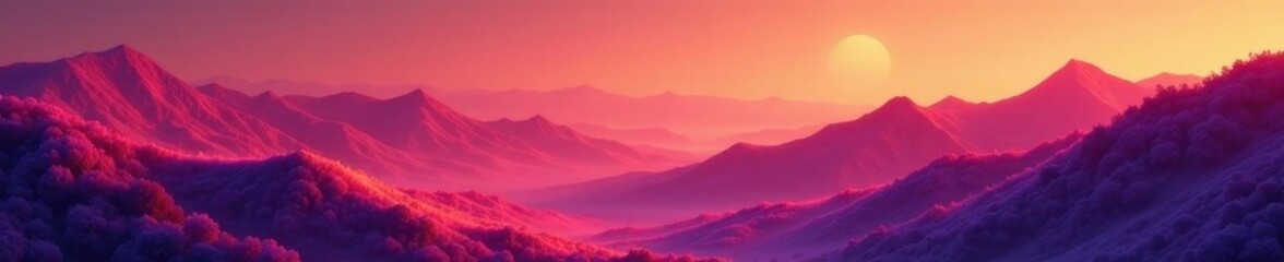 Fototapeta premium Warm-toned, glowing abstract digital hills and valleys, mystical, art, hills