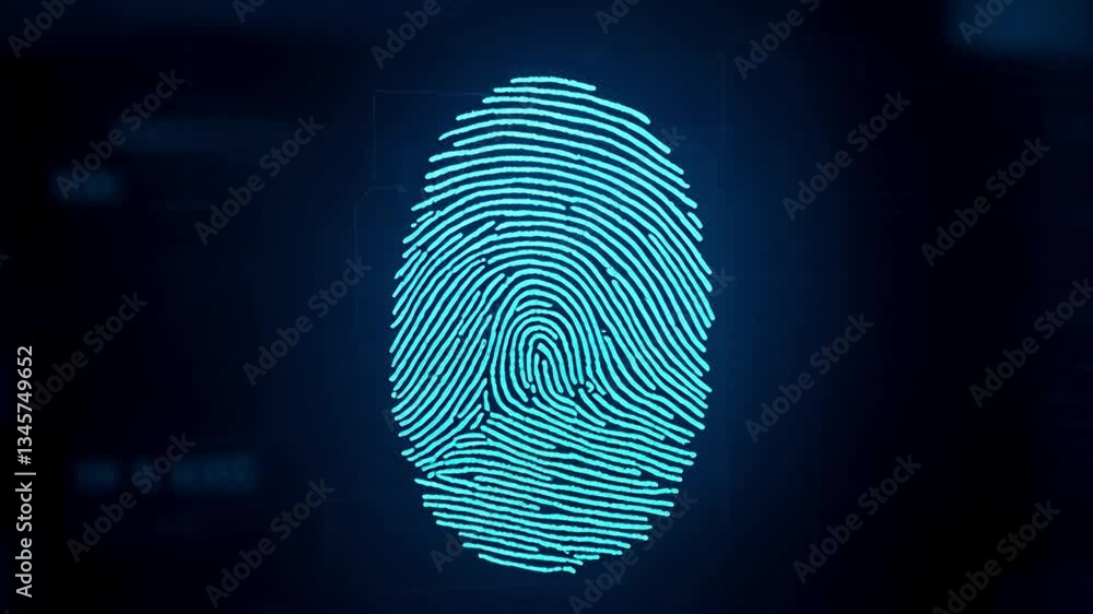 Poster glowing biometric fingerprint scan intricate security technology and digital protection insights