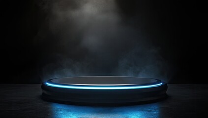 Dark stage with blue glow