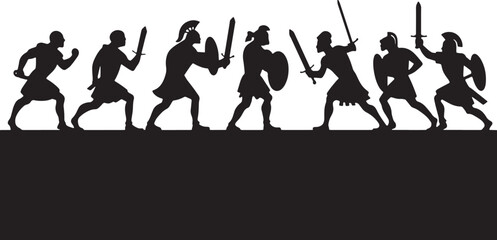 Roman gladiators  silhouette vector art and illustration  