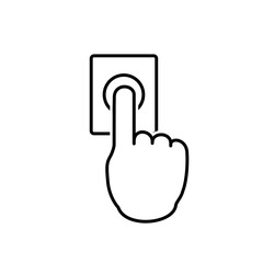 Obraz premium Finger Pressing Doorbell Icon in Line Art Style