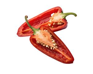 Aleppo pepper, vibrant red spice isolated on white, transparent background, showcasing its rich texture and unique flavor, perfect for culinary use and spice enthusiasts