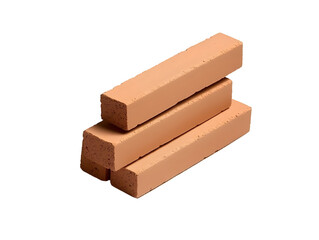 Isolated Stacked Red Bricks Construction Material on Transparent Background Featuring Clay Building Blocks And Geometric Design For Wall Texture Element