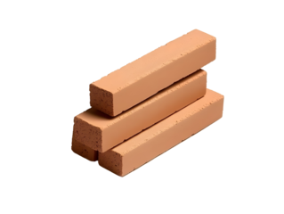 Isolated Stacked Red Bricks Construction Material on Transparent Background Featuring Clay Building Blocks And Geometric Design For Wall Texture Element