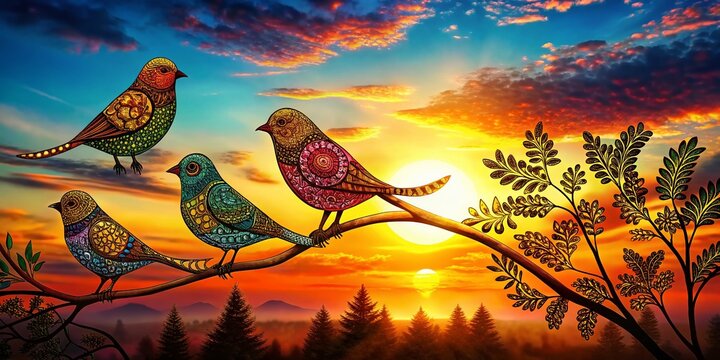 Silhouette Zentangle Birds: Elegant Nature Artwork