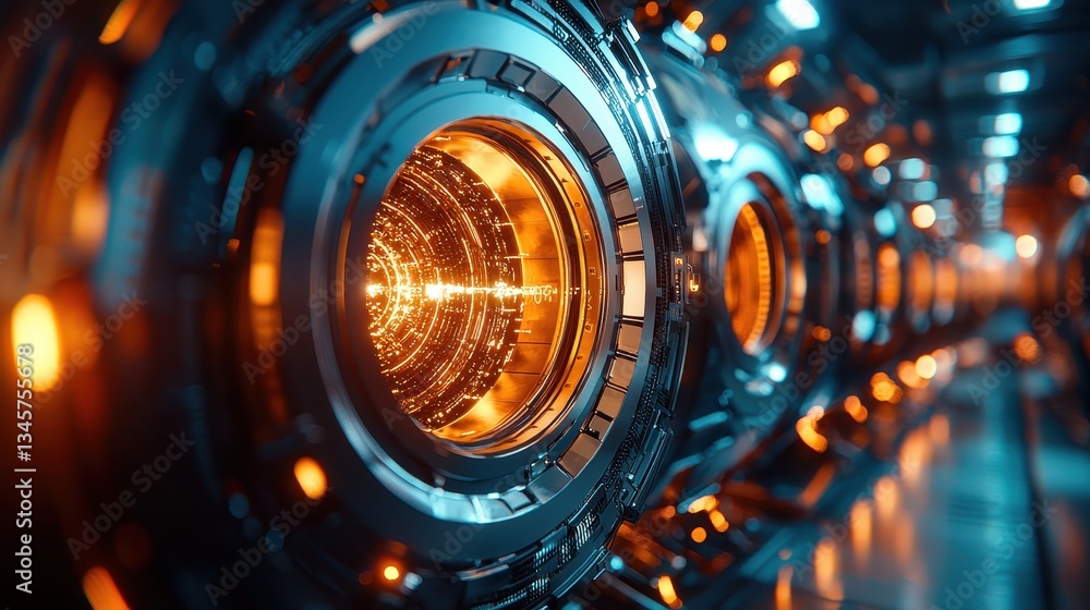 Aufkleber futuristic technological structures appear aligned in a tunnel design