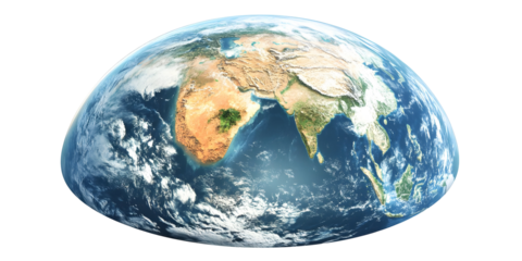 Realistic 3D Earth Globe with Africa and Asia View in a Black Background with Transparent Atmosphere for Geographical Studies And Environmental Science Illustrations