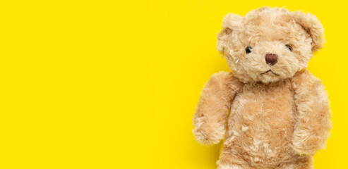 Teddy bear on copy space color background
