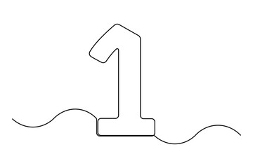 Continuous editable line drawing of number 1. editable One line drawing of number 1 icon Vector illustration
