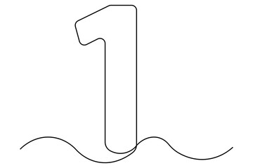 Obraz premium Continuous editable line drawing of number 1. editable One line drawing of number 1 icon Vector illustration 