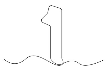 Obraz premium Continuous editable line drawing of number 1. editable One line drawing of number 1 icon Vector illustration 