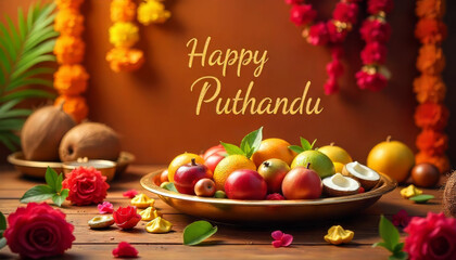 Happy Tamil New Year Greetings – Puthandu Wishes, Indian Festival Celebration, Tamil New Year 2025  
