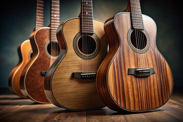 Fototapeta premium Stunning Acoustic Guitar Designs: Innovative Shapes & Craftsmanship