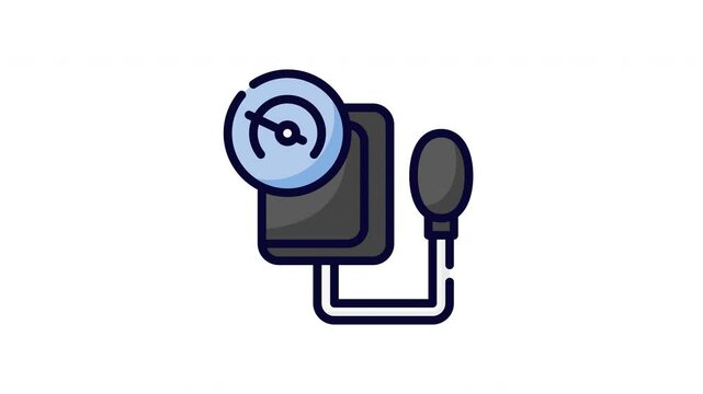 Blood pressure gauge icon animation. Suitable for medical and healthcare concepts in design projects