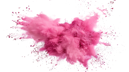 Dynamic Pink Dust Cloud Isolated on PNG Transparent Background - Color Powder Blast
