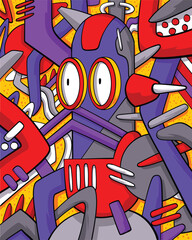 Vector abstract robot background featuring a futuristic and technological design. The combination of modern gradients, geometric shapes and high-tech details.