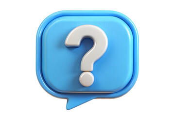 3D Render of a Blue Speech Bubble with a White Question Mark