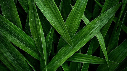 Fototapeta premium Close Up Of Green Aloe Vera Leaves With Water Droplets Showing Texture and Natural Patterns