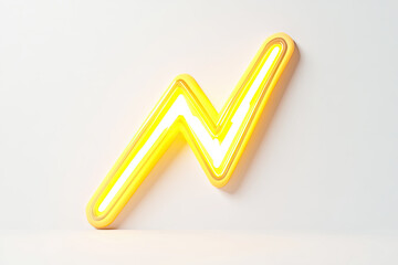 Glowing yellow lightning bolt symbol on white background.