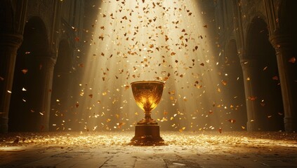 Golden trophy in grand hall