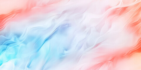 A surreal, colorful abstract background with iridescent, shimmering smoke trails. The delicate wisps of neon blue, soft pink, and fiery red blend seamlessly, forming a mystical and ethereal