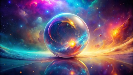 Surreal Instagram Highlight Cover: Download Button, Floating Orb, Galaxy Background