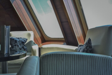 Cozy living room atmosphere inside cafe café coffee shop bar lounge bistro onboard luxury...